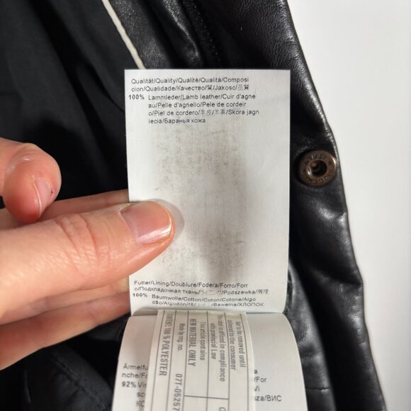 Hugo Boss Lamb Leather Winter Jacket Coat Black Hooded Puffer Luxury Size Small - Picture 10 of 10